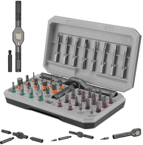 42 in 1 Ratschenschraubendreher, Schraubendreher Set Magnetisch, mit 40 Bits Ratsche Ratschenschraubendreher Set für Diy, Möbelmontage, Computer (Schwarz)