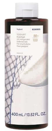 KORRES YOGHURT Duschgel mit reinigendem Salbei-Extrakt, mit zart-cremigem Joghurt Duft, dermatologisch getestet, vegan, silikon- und parabenfrei, 400 ml
