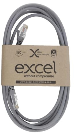 CAT6 Excel Copper Patch Lead, U/UTP Unshielded, LSOH Blade Booted, Grey Ethernet Network Cable (2 Metres)