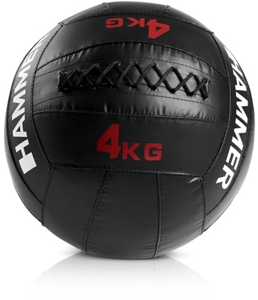 HAMMER Wall Balls Competition 4 kg, rutschfeste Oberfläche, für Fitness-Races und Functional-Workouts, doppelt vernähte PVC-Hülle, gleichmässige Gewichtsverteilung