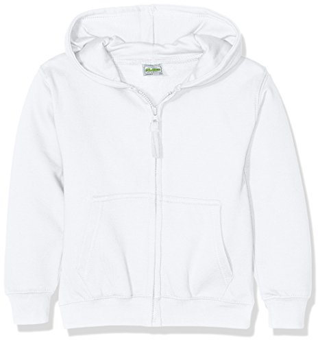 AWDis Boy's Kids Zoodie Hoodie, White (Arctic White), Small