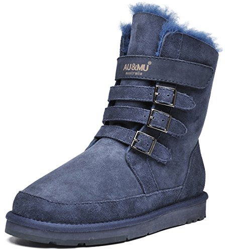 AU&MU - legere modische Lammfell-Schneestiefel, die zu allem passen Damen