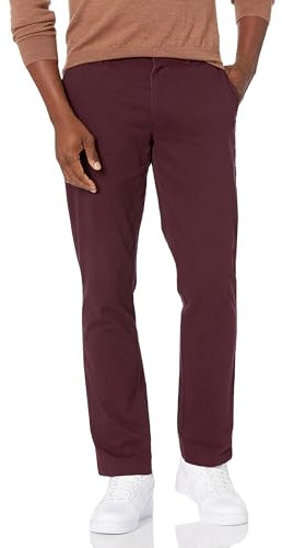 Amazon Essentials Men's Slim-Fit Casual Stretch Chino Trouser, Burgundy, 30W / 29L