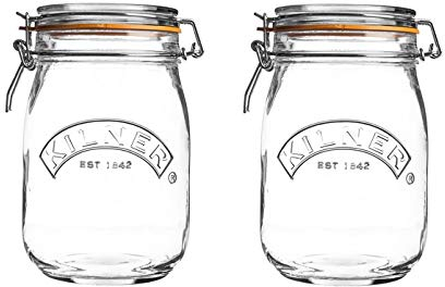 Kilner 2 Pack 1L Round Clip Top Glass Food Storage Jars
