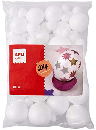 APLI Kids 17456 - Beutel mit 100 Styroporkugeln in verschiedenen Größen