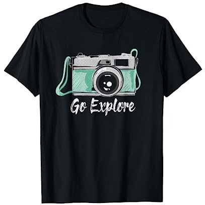 Camera Photography Go Explore Vintage Travel Outdoor Hiking T-Shirt