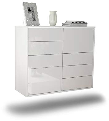 Dekati Sideboard Amarillo hängend (92x77x35cm) Korpus Weiss matt - Front Hochglanz Weiß - Push to Open