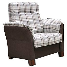 MOEBLO Sessel gepolstert - Polsterstuhl für Esszimmer & Wohnzimmer - Lounge Sessel mit Armlehnen - Armlehnensessel Fernsehsessel Polstersessel Federkern - mit Design Füßen - Anna II (Braun)