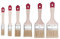 HARDY WORKING TOOLS Flat Brush Set, 6 Pieces, 1 Piece - 20, 25, 35, 50, 60, 75 mm Width, Paint Brush Set with Wooden Handle, Paint Brush Series *40*, 6 Pieces, Brush Set A0284-060100 Red