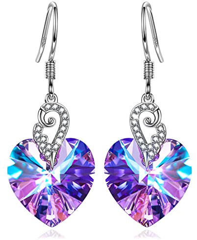 Kate Lynn Ohrringe Hängend Damen, 925 Sterling Silber Ohrringe Mädchen, Ozean Liebe mit Herz Kristalle von Österreich, Weihnachtsgeschenke Schmuck Geburtstagsgeschenke für Frauen/Damen, Geschenkbox