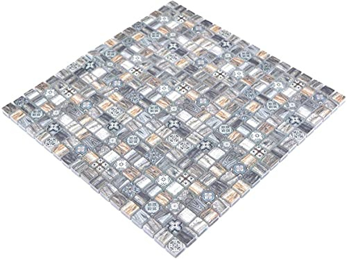 Mosaikfliese Glasmosaik Kombi Retro Wood Braun Dark