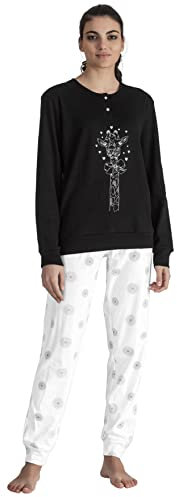 Coconuda Pigiama Donna Invernale Lungo 100% Caldo Cotone Interlock in Scatola Idea Regalo di Natale Pigiama Donna Cotone Lungo Adulto Ragazza Fantasie Eleganti