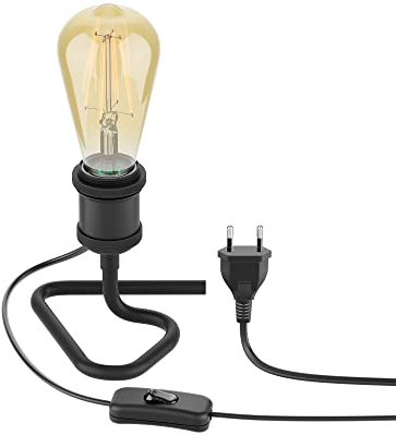 ledscom.de Tischlampe RETRA, Schalter, schwarz + LED Lampe 814lm warmweiß