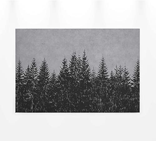 BRICOFLOR Tannenwald Bild in Grau und Schwarz | Industrial Leinwand Bild in Betonoptik mit Wald Motiv | Winter Leinwandbild ideal für Schlafzimmer und Büro