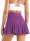 Damen Plissierte Tennisrock mit Hose Sommerrock Minirock Sportrock Golfrock Tennis Golf Rock Sport Workout Running kurz, Violett, S