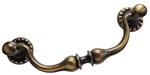 Universal Hardware Vintage Brass Drawer Handle Solid Cabinet Drop Swan Neck Handles Old Brass 431