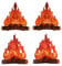 4 Pieces 3D Dekorative Pappe Lagerfeuer Herzstück, Künstliches Feuer, Lagerfeuer Herzstück, Pappe Lagerfeuer, für Lagerfeuer Dekoration, Camping Dekoration, Schießrequisiten
