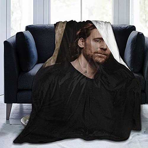 YINGD Tom Celebrity Hiddleston Decke 3D-Druck Lammdecke Plüschdecke Bettwäsche Dekor Decke für Wohnzimmer Schlafzimmer Wohnheim Dekor 125 cm x 100 cm