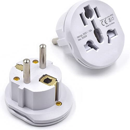 Adaptador de Viaje Universal (Europa, Reino Unido, EE.UU, Australia) a Europa Adaptador de Enchufe EU a UK, AU, USA, CN - Ideal para Conectar Tus Dispositivos Electrónicos (White)
