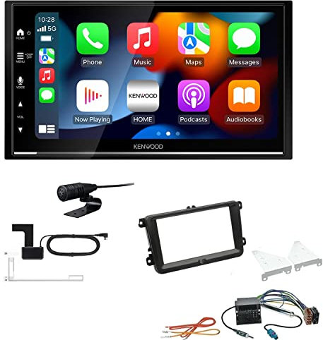 Kenwood DMX7722DABS 2-DIN Autoradio kompatibel mit WiFi Apple CarPlay Android Auto Bluetooth DAB+ USB passend für Volkswagen VW Passat ab 2005 schwarz ohne Canbus