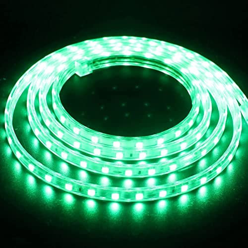 Tiras LED 220V Smd2835 14,4W/m Con Enchufe Sin Pegatina IP65 Impermeable, Escalera de Techo Tira de LED Cocina Cable Luces Flexible LED Light Decoración (3M, VERDE)