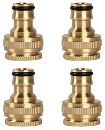 4 Stück Messing Wasserhahn Anschluss Wasserhahn Adapter 1/2 Zoll und 3/4 Zoll Hahnverbinder Anschluss Innengewinde Messing Schlauchanschluss,für Gartenschlauch