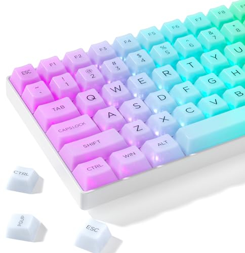 Womier Klare Tastenkappen, weiße Elegante Tastenkappen, 75 Prozent, Cherry-Profil-Tastenkappen, benutzerdefiniertes Set, 140 Tasten, weißer Nebel, durchscheinend für mechanische Tastatur Cherry