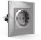 CNBINGO Enchufe Schuko empotrable con garras, solo enchufe de cristal templado, color gris, enchufe de pared, 1 compartimento, 16 A, 250 V