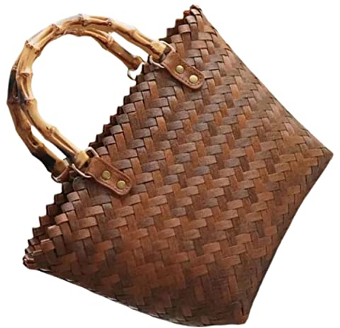 YARNOW Gewebte Tote Damenhandtaschen Gewebte Körbe Damen Schulterhandtaschen Weiden Gewebter Korb Stroh Strandtasche Bauernhaus Blumenkorb Umhängetasche Gewebte Tote Picknick