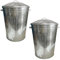 Cubo grande de metal galvanizado con tapa + asas para almacenamiento de residuos y piensos de animales, 2 unidades