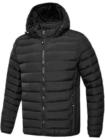TONY BACKER Giubbotto Invernale Uomo Antivento con Cappuccio Rimovibile Regolabile e Tasche Interne ed Esterne Caldo Morbido Resistente L1202 (IT, Testo, 3XL, Regular, Regular, Nero)
