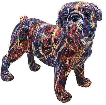 Lesser & Pavey Graffiti-Ornament, Britisches Design, Heimdekoration, Tierornamente für alle Häuser oder Büros, dekoratives Wohnaccessoire für alle Arten von Häusern – Mops