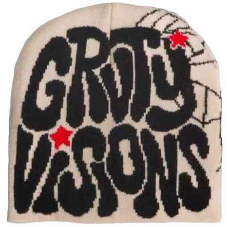 2THESTARS Beanies Y2K Graphic Beanie Y2K, Häkelspinnen-Design, gestrickt für Wärme, Komfort und weiches Gefühl, Gravity Brown, M