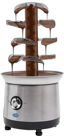 Zalydala chokladfontän, 4-stegs chokladfontän, elektrisk chokladfontän för familjefester, bröllop, födelsedagar, årsdagar, examen, (silver)