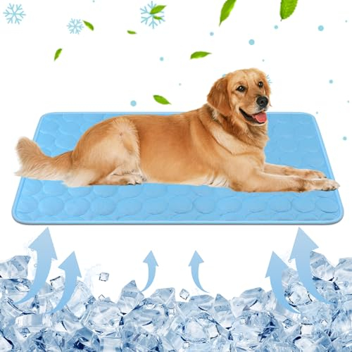 Oziral Kühlmatte für Hund aus Eisseide, Haustier Kühlmatte Dog Cooling Mat Haustier Eismatte Selbstkühlende Matte Hunde & Katzen Kühl Hundedecke Kaltgelpad Haustier Matte für Kisten (50 * 40CM)