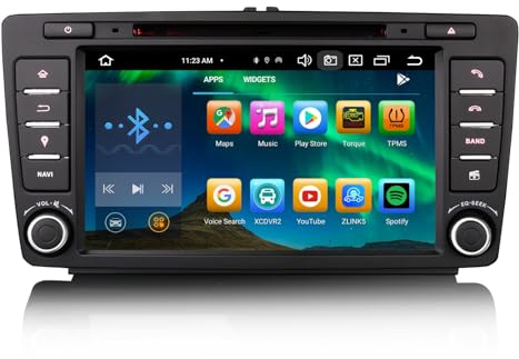 4GB+64GB 8 Kern Android 14 DAB+ Autoradio Für Skoda Octavia Superb Yeti Rapid Spaceback Roomster GPS Navigation CarPlay Android Auto Bluetooth 5.0 CD WiFi DSP CANbus Lenkradsteuerung 8 IPS Bildschirm