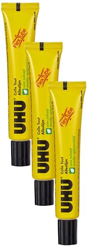 UHU FlexTube originale - Colle liquide universelle, ultra forte, multi-matériaux, transparente, tube 20g (Lot de 3)