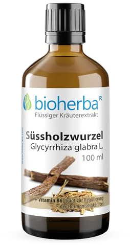 Süßholzwurzel Tropfen, Tinktur 100 ml – mit Glycyrrhiza glabra und Vitamin B6, Vegan, für den täglichen Gebrauch von BIOHERBA PZN 18215758