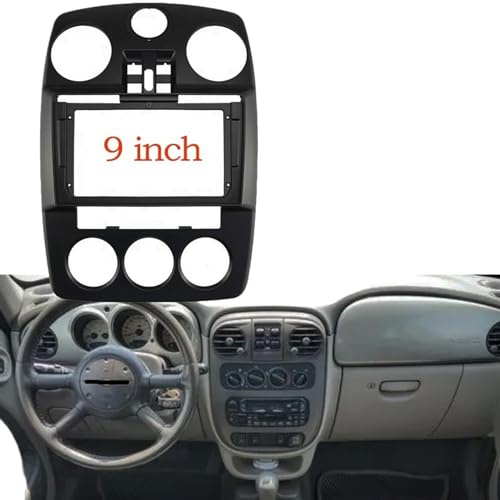 Auto-Audio-Rahmen 2-DIN-Autoradio-Blendenrahmen-Adapter/Passend for Chrysler-PT-Cruiser 2005-2010, 9 Zoll großer Bildschirm, 2DIN-Armaturenbrett-Einbaurahmen-Kit Autoradio Radioblende Doppel,Autoradio