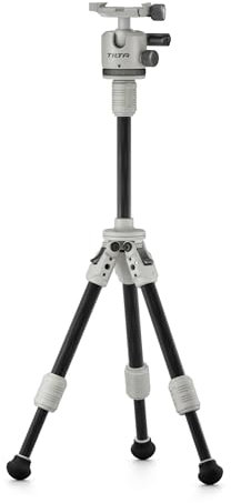 Tilta Camera Tripod with Tabletop Ball Head, Travel Tripod with 1-Stage Carbon Fibre Tripod Legs (3KG) Extendable Edition - Snow White TT-BT03E-FB-SW