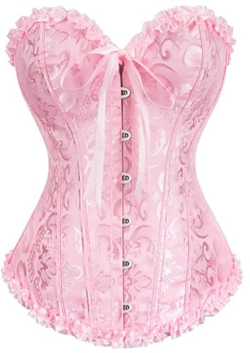 KUOSE Corsetto da donna nero basco modellante overbust top plus size S-6XL, rosa, 16-18