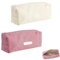 2 Stück Mäppchen Federmäppchen,Mäppchen Aesthetic,Mäppchen Cord-Stoff,Federmäppchen Milchig Weiß Grau für Mädchen Teenager,Pencil Case,Federmäppchen mit praktischem Reißverschluss Rosa + Weiß