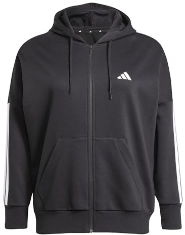 adidas Essentials 3-Stripes Full-Zip Fleece Hoodie (Plus Size)