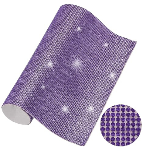 PATIKIL Foglio di Strass di Cristallo Scintillante, 9.4x7.9 Desivi di Gemme di Strass Autoadesivi per Fai da Te, Regali, Decorazioni per Auto e Telefoni, Viola