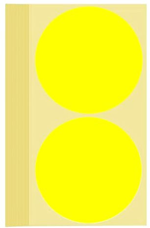 60 Stück Klebepunkte Aufkleber 100 mm Runde Punktaufkleber Farbkodierun Etiketten selbstklebende Markierungspunkte zum Beschriften, Basteln Yellow Stickers Round Color Coding Labels (Gelb 10 cm)