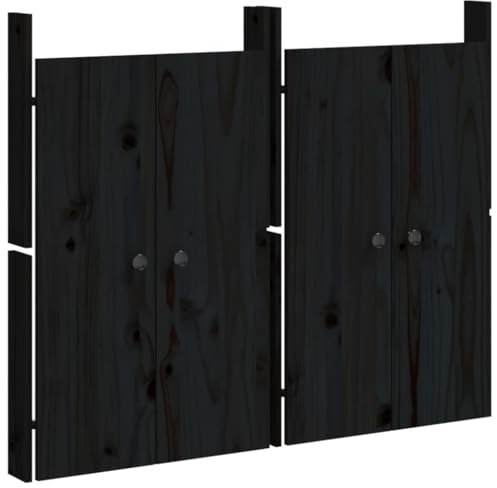vidaXL Solid Pine Wood Outdoor Kitchen Doors - Black - Easy to Install - Practical and Elegant Addition to any Outdoor Cooking Area - 50x9x82cm