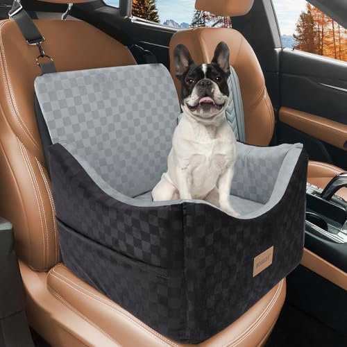 JOEJOY Dog Car Seat for Small/Medium Dog, Dog Booster Seat with Thick Cushion, Pet Car Seat with Detachable Washable Cover and Storage Pockets, Adjustable Straps