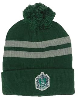Harry Potter Mütze Kinder Wintermütze mit Bommel Slytherin oder Gryffindor Design warm weich offiziell lizenziert Fanartikel Jungen Mädchen (DE/NL/SE/PL, Numerisch, 56, Grün)