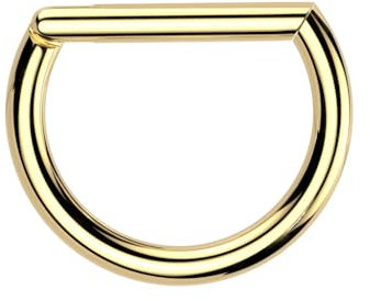 Treuheld® Halbrundes Titan Segmentring-Clicker Piercing - Farbe: gold - Größe: 1,2 x 6mm
