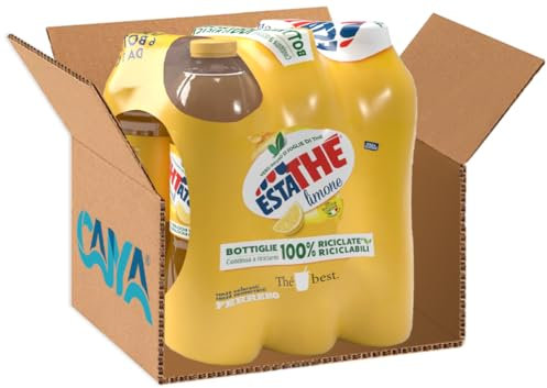 Estathé Limone The Freddo con Vero Infuso di Foglie di The e Succo di Limone, Senza Glutine (Gluten Free) 1,5 L [BOX da 6 Bottiglie]